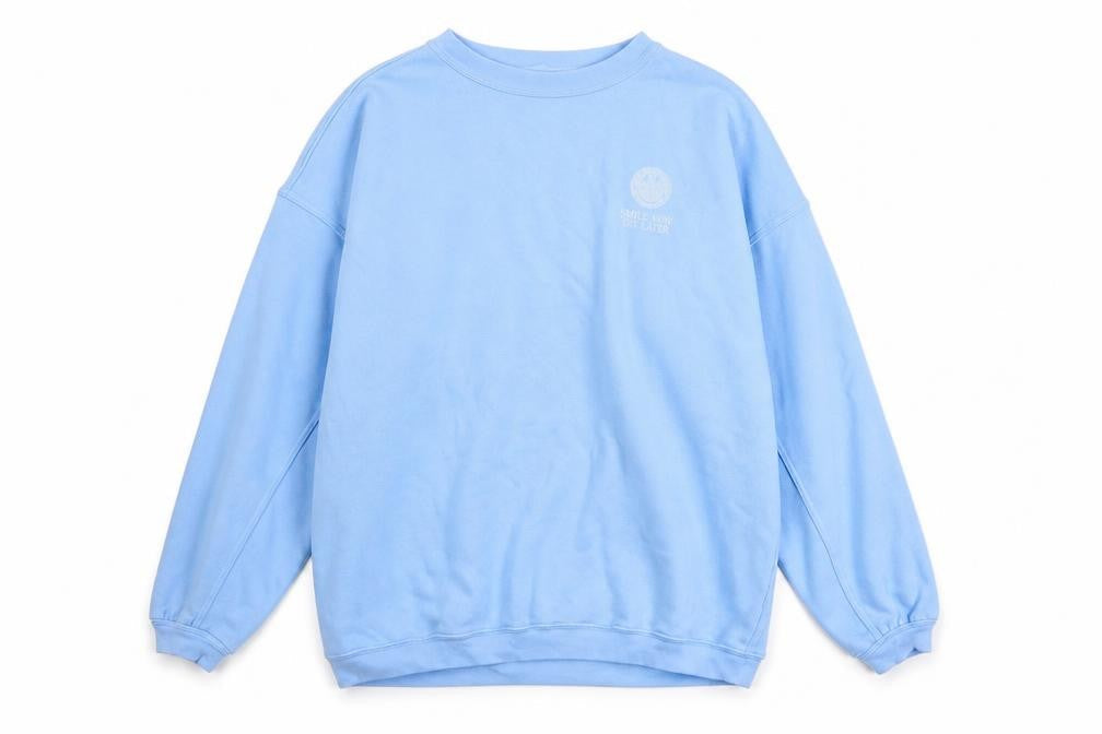 Aerie Unisex Blue Smiley Academy Graphic Pullover Sweatshirt Size S