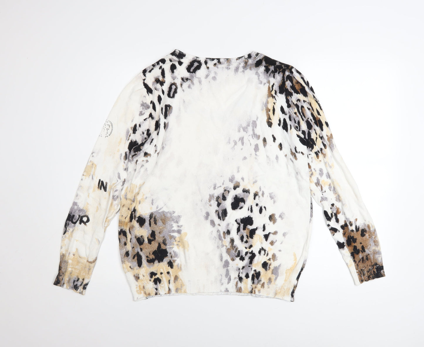 Passioni Women’s Multicoloured Animal Print V-Neck Jumper L