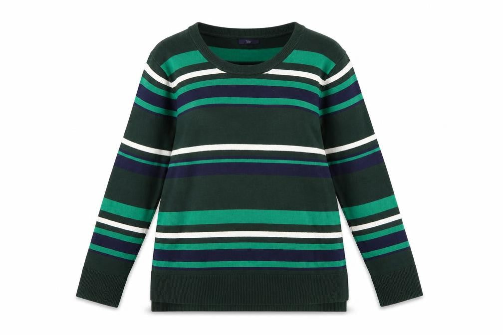 Gap Womens Green Striped Long Sleeve Cotton Jumper Size M