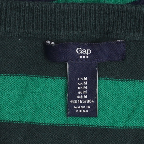 Gap Womens Green Striped Long Sleeve Cotton Jumper Size M