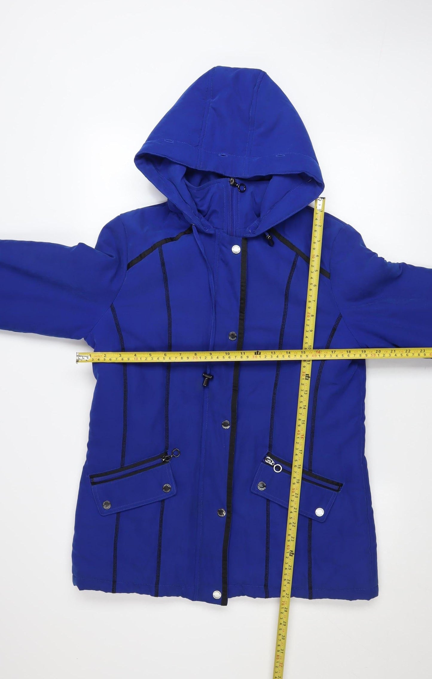 Finesse Womens Blue Hooded Fur Trim Parka Jacket Size 10