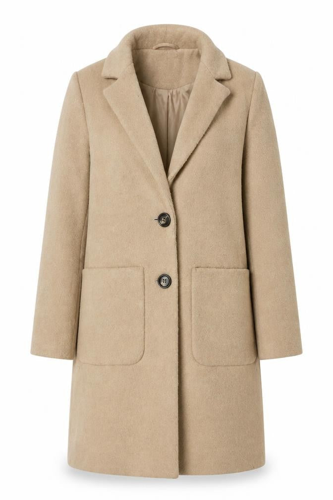 New Look Petite Women's Beige Mid-Length Overcoat Size 8