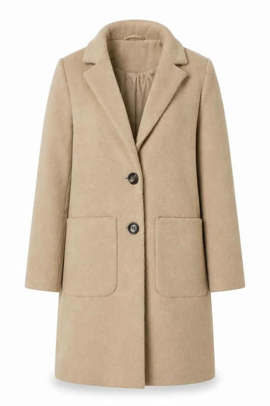 New Look Petite Women's Beige Mid-Length Overcoat Size 8