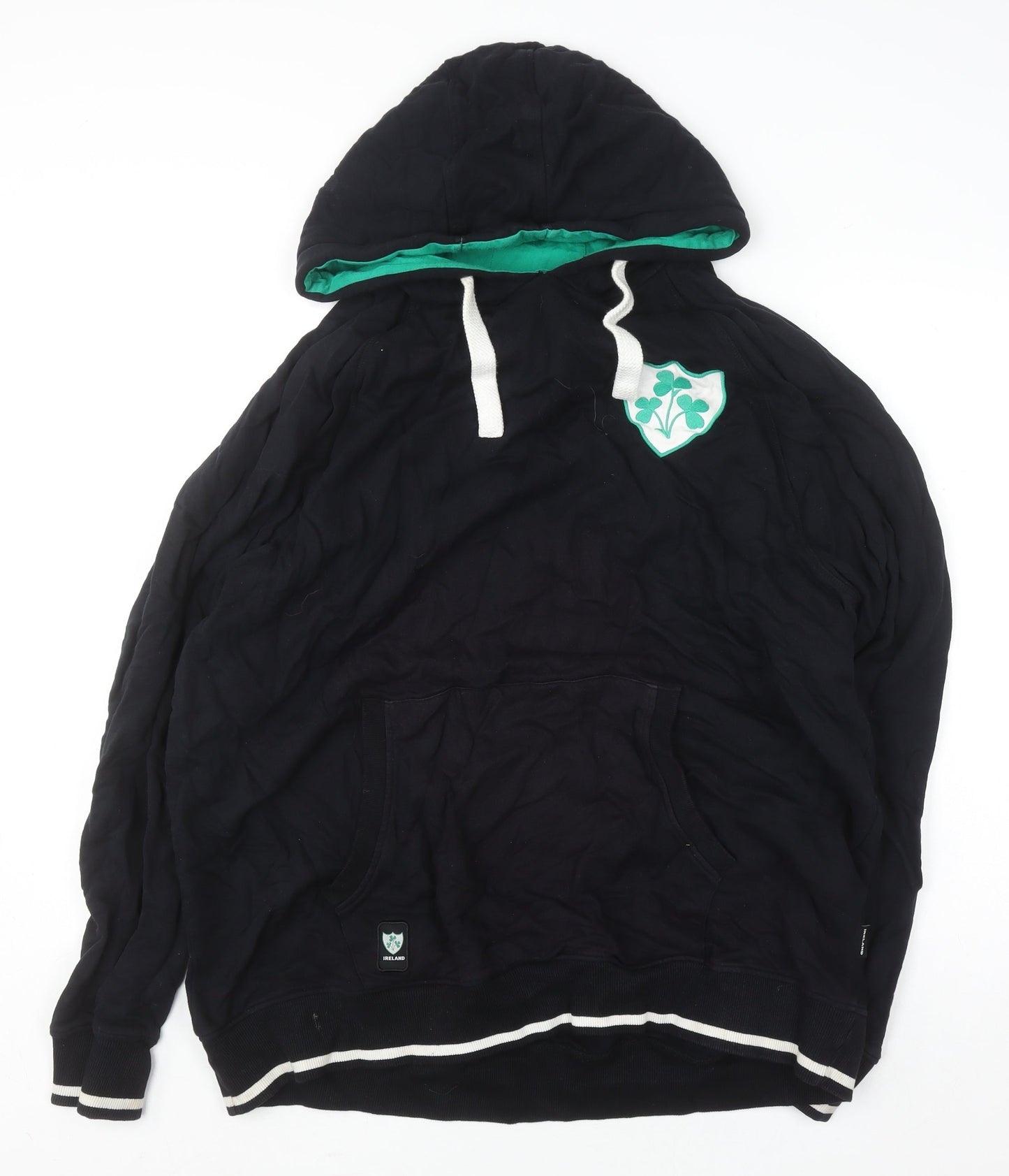Ireland Classics Men's Black 2XL Pullover Hoodie with Shamrock Logo