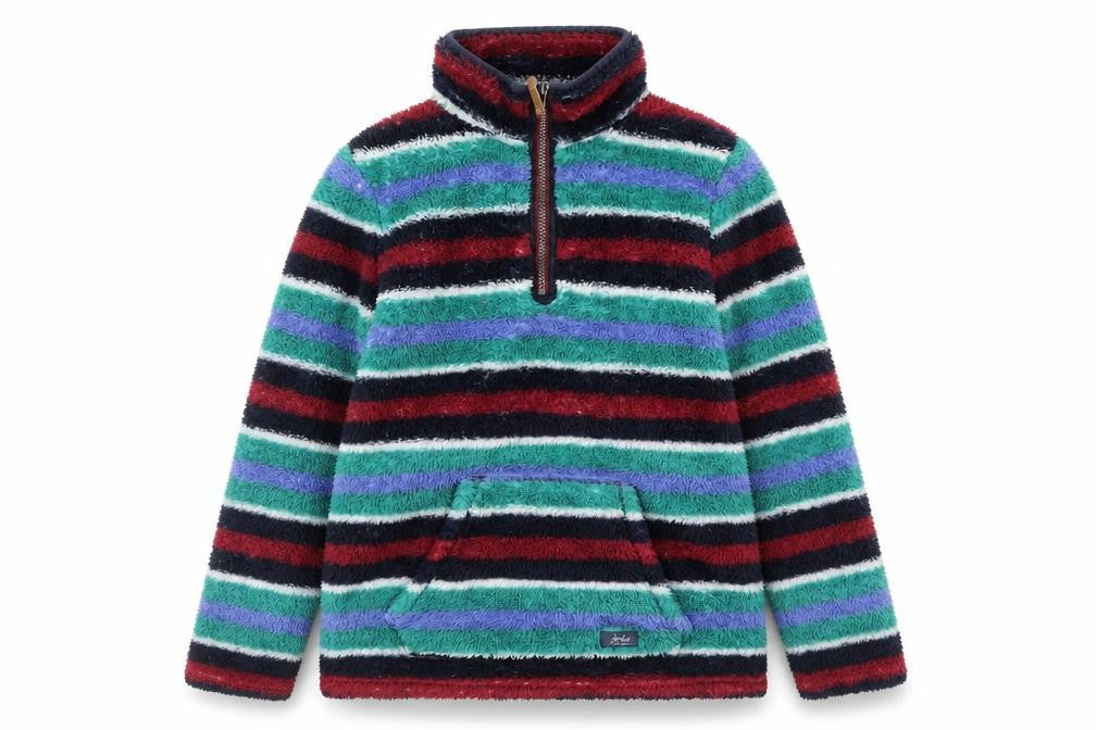 Joules Girls Multicoloured Striped Fleece Sweatshirt 11-12 Years 1/2 Zip