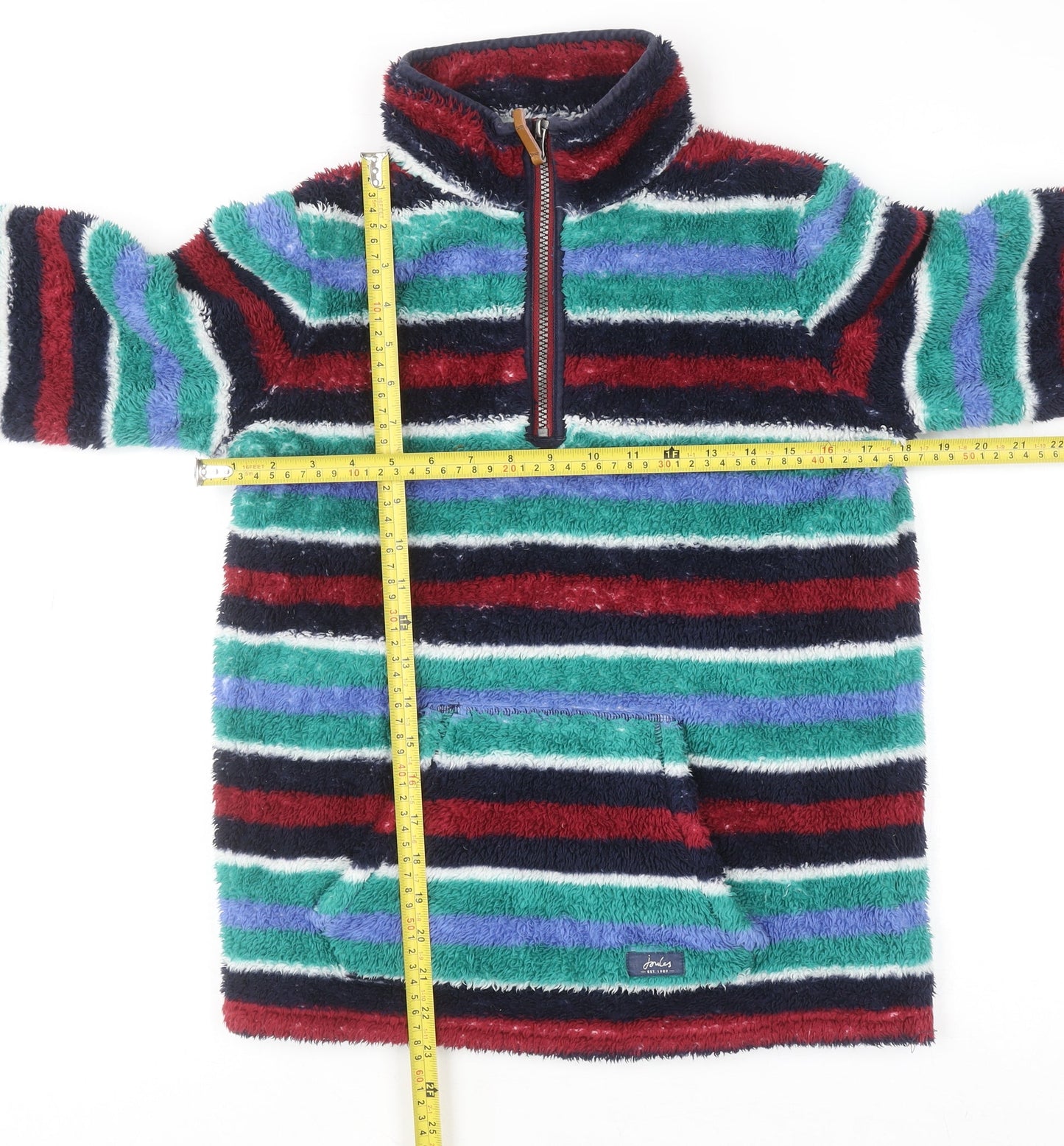 Joules Girls Multicoloured Striped Fleece Sweatshirt 11-12 Years 1/2 Zip
