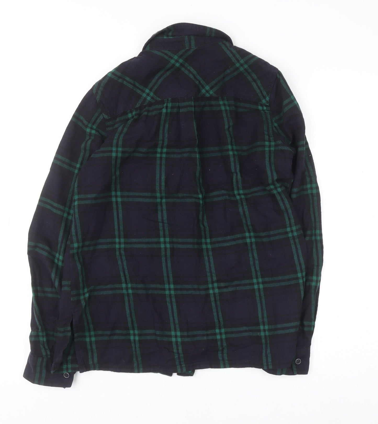 New Look Women's Green Check Flannel Button-Up Shirt Size 8