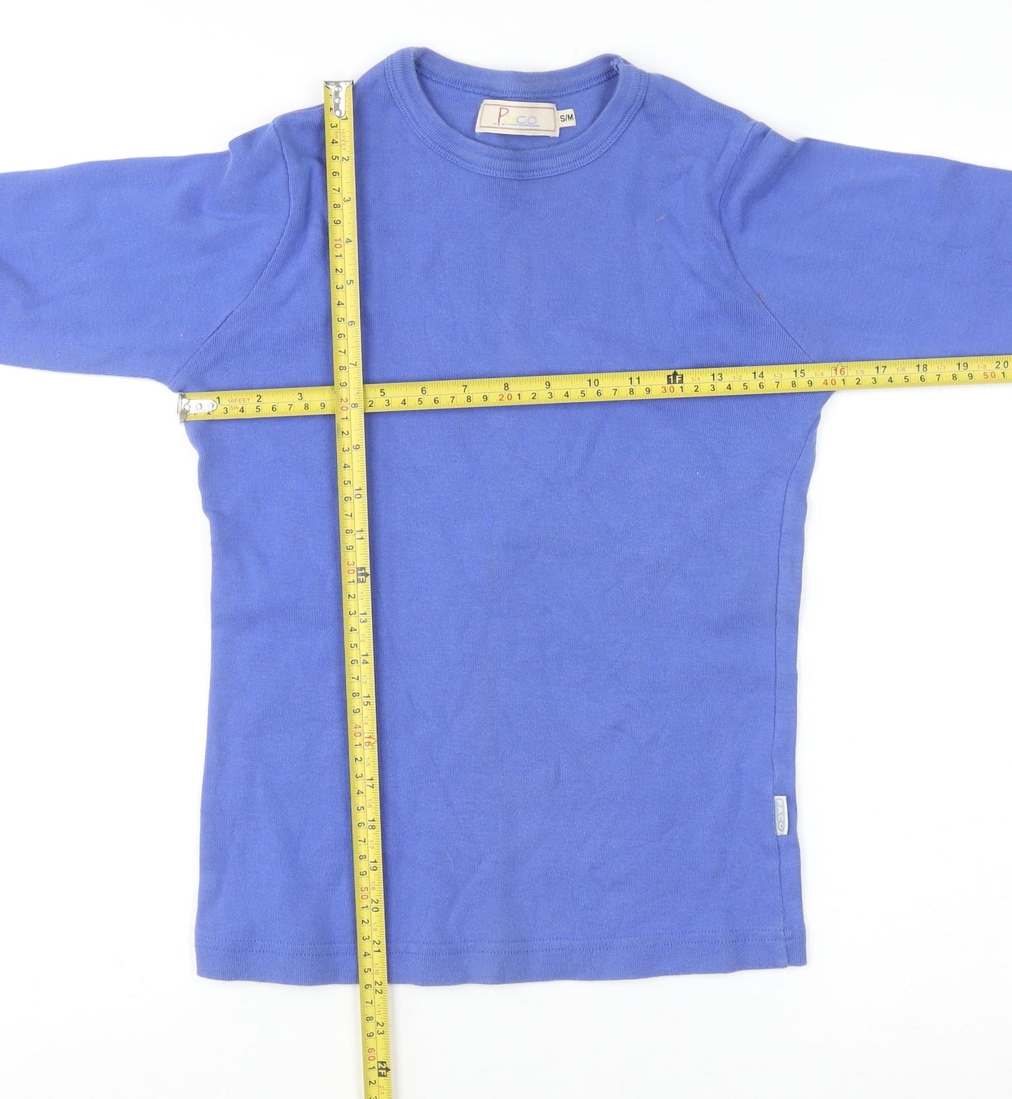 Paco Women's Blue Crew Neck Cotton Long Sleeve Pullover Jumper S