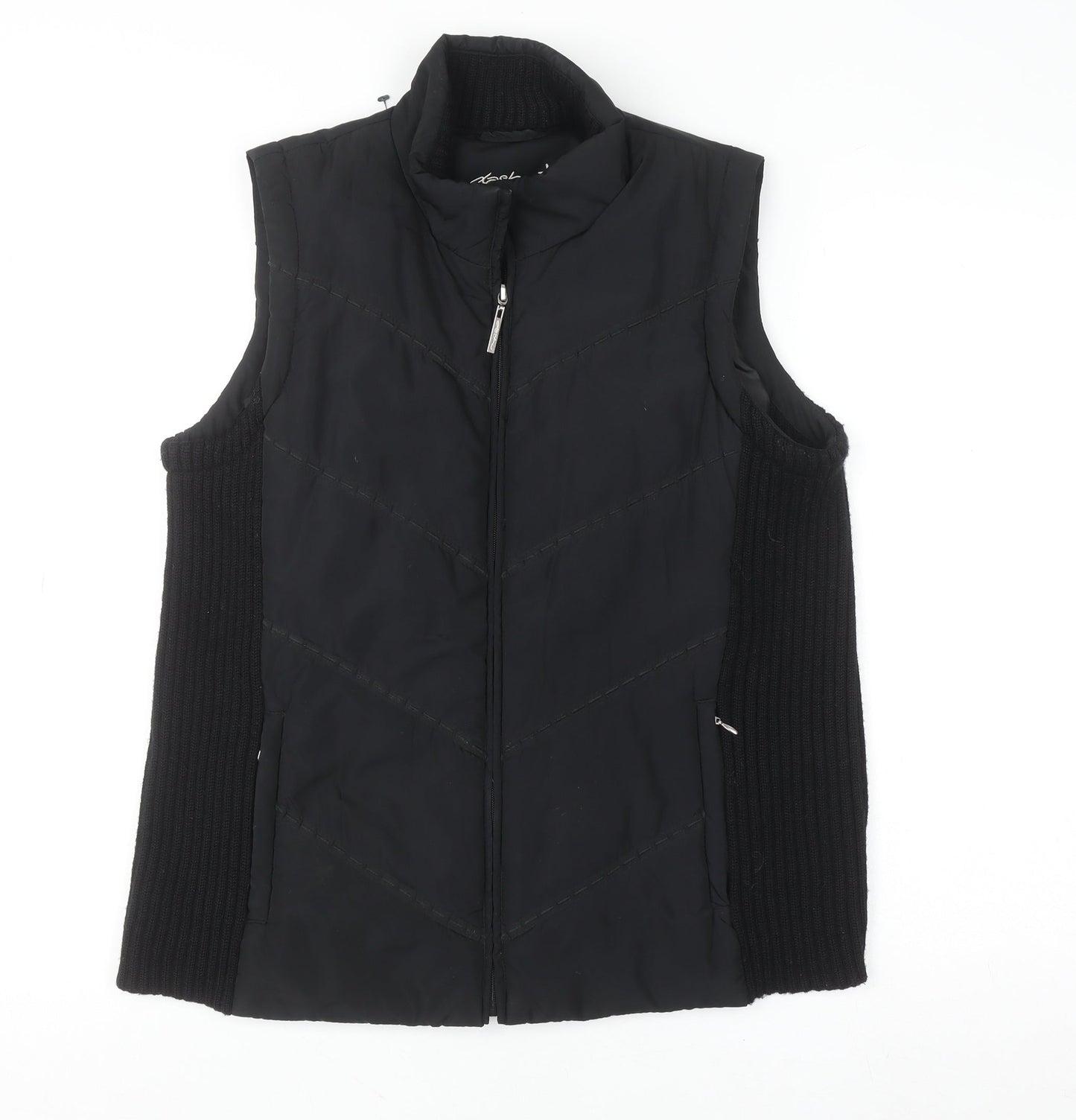 Dash Women's Black Size 14 Quilted Zip Waistcoat Bodywarmer