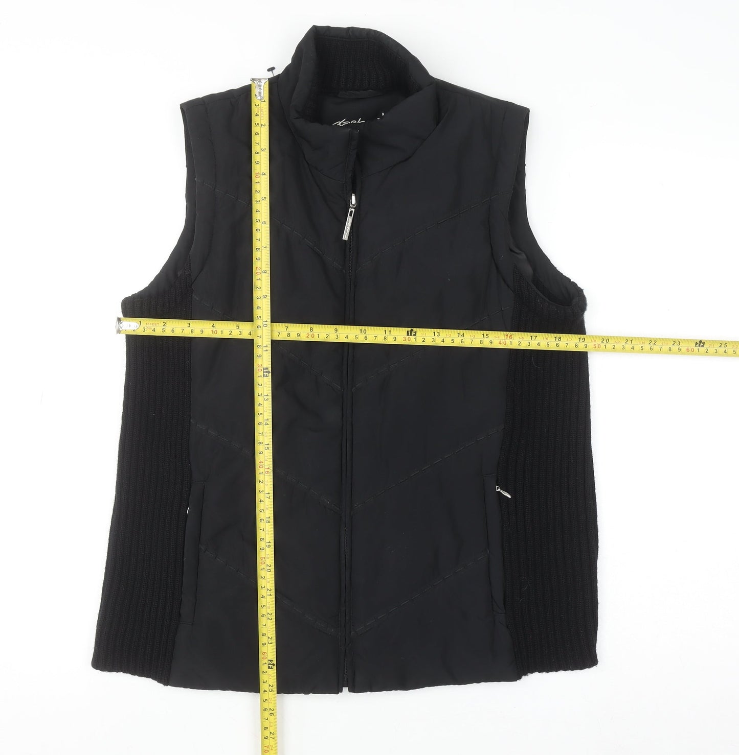 Dash Women's Black Size 14 Quilted Zip Waistcoat Bodywarmer