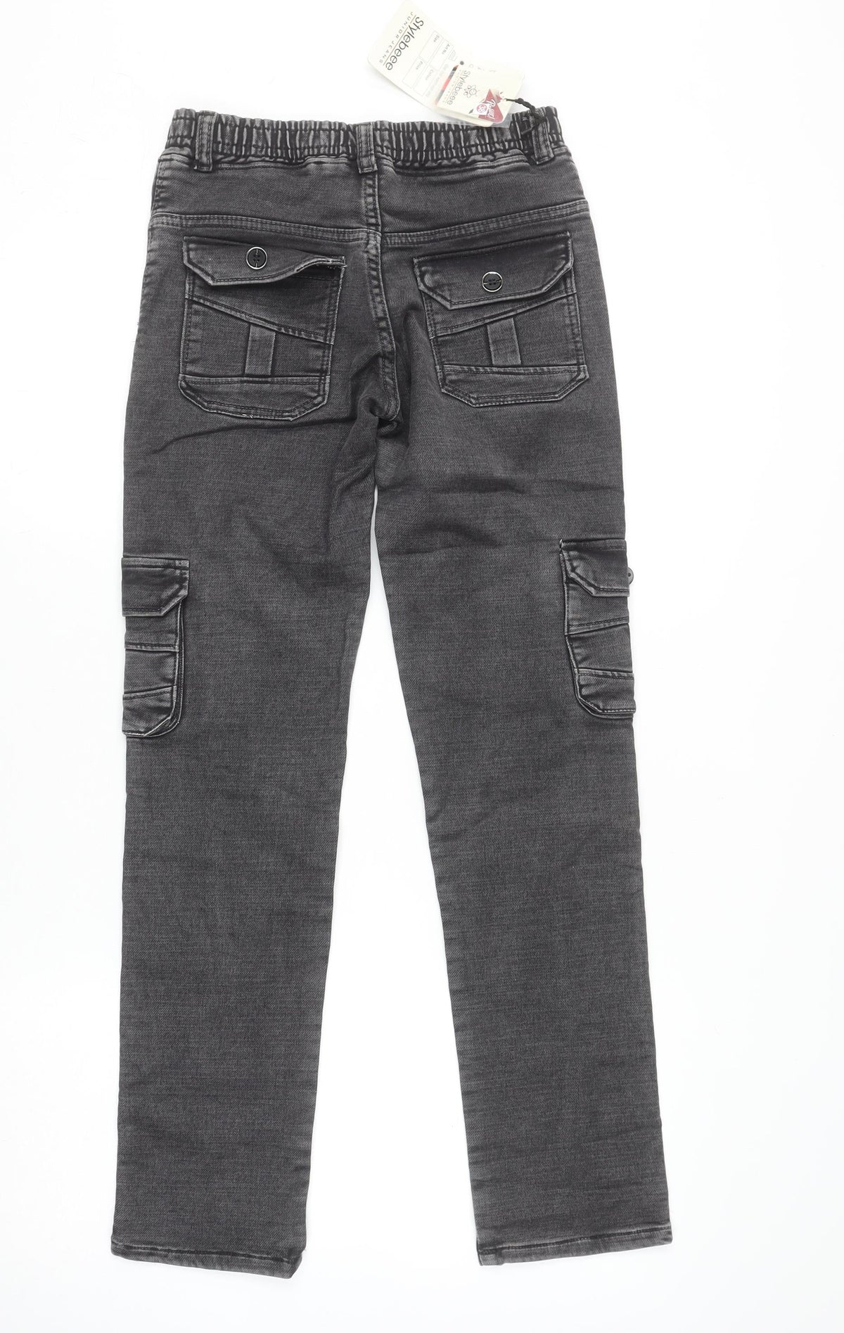 Stylebeee Boys Black Straight Fit Cargo Jeans 10 Years Cotton Denim
