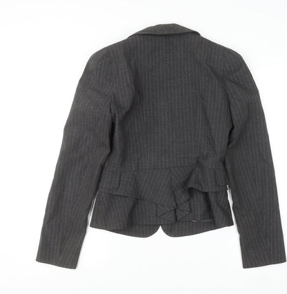 Warehouse Women Grey Pinstripe Blazer UK 10 Single-Breasted Jacket