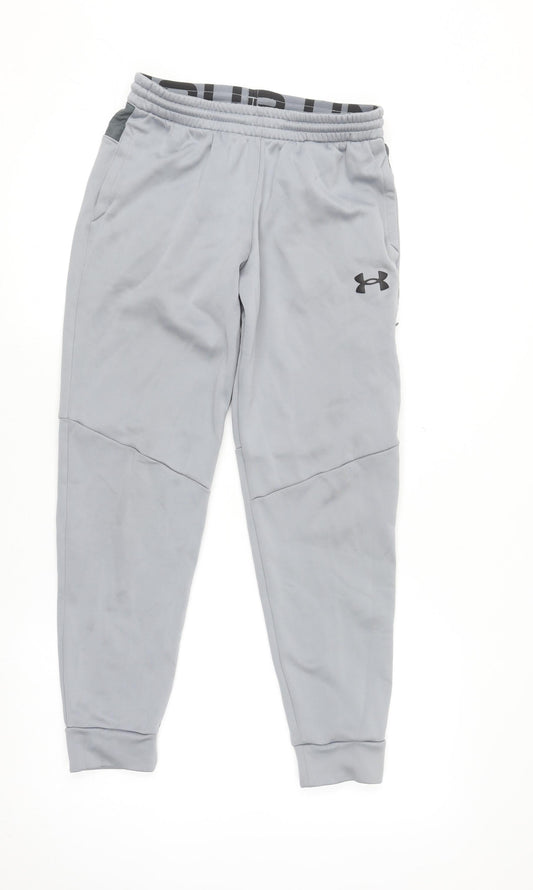 Under Armour Boys Grey XL Jogger Sweatpants Activewear with Zip Pocket