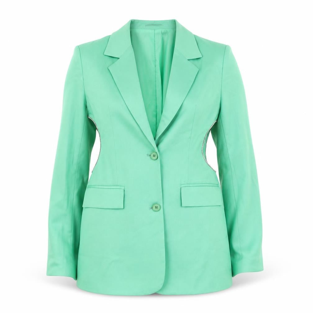 PRETTYLITTLETHING Women’s Green Blazer Size 8 Lined Single-Breasted Jacket