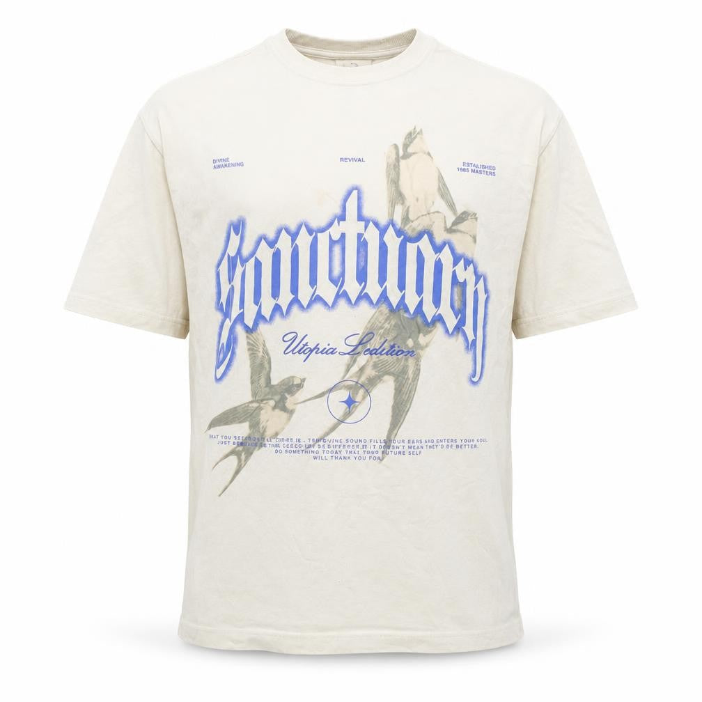 River Island Men's Beige Graphic Print Sanctuary T-Shirt Size S