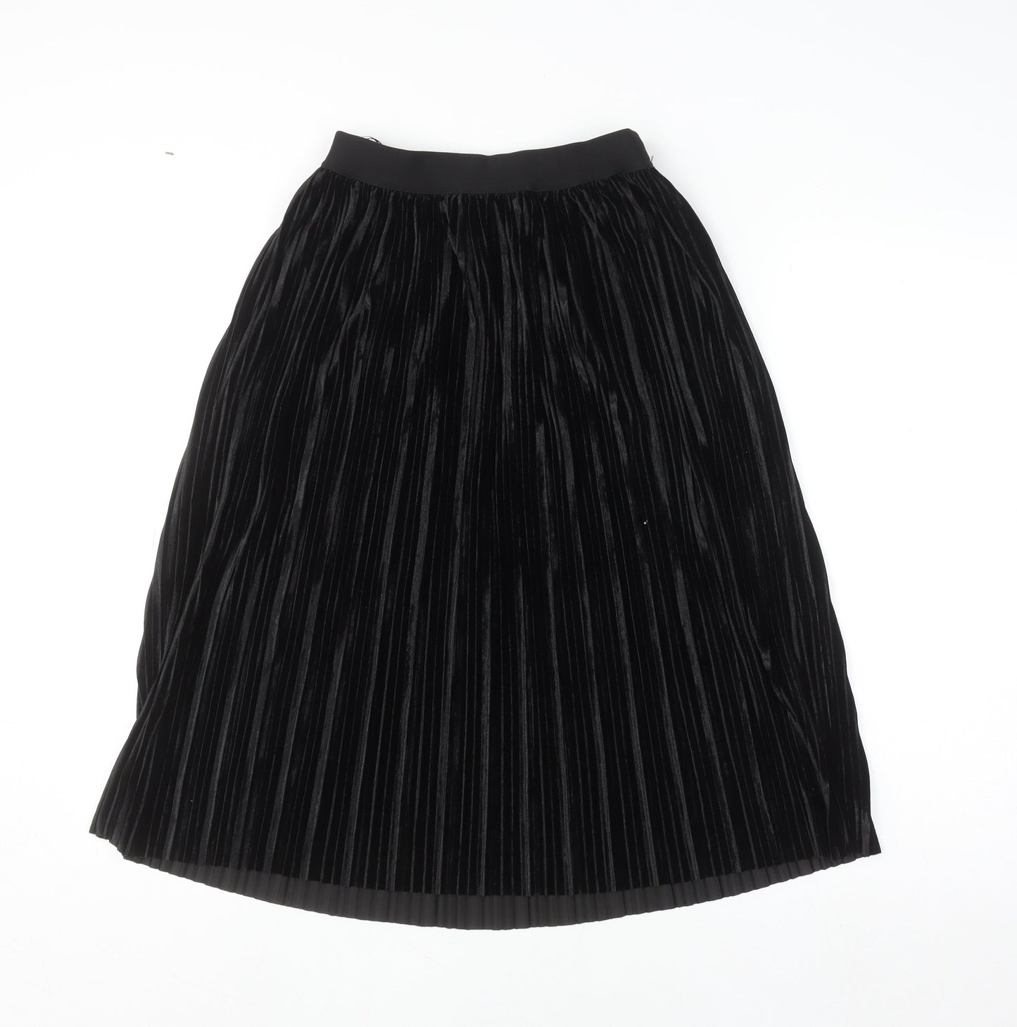 Pieces Women’s Black XS Pleated Velvet Midi Skirt