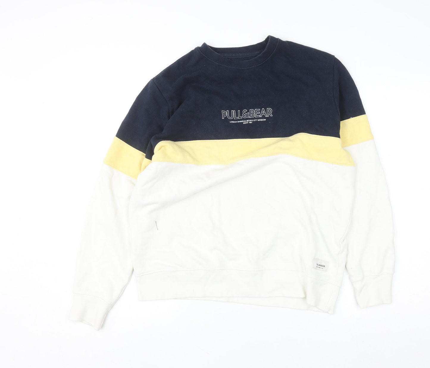 Pull & Bear Men’s Multicoloured Small Regular Fit Crew Neck Cotton Jumper