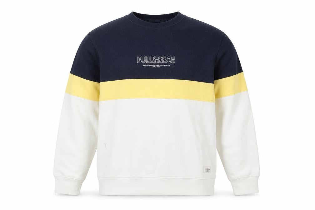 Pull & Bear Men’s Multicoloured Small Regular Fit Crew Neck Cotton Jumper