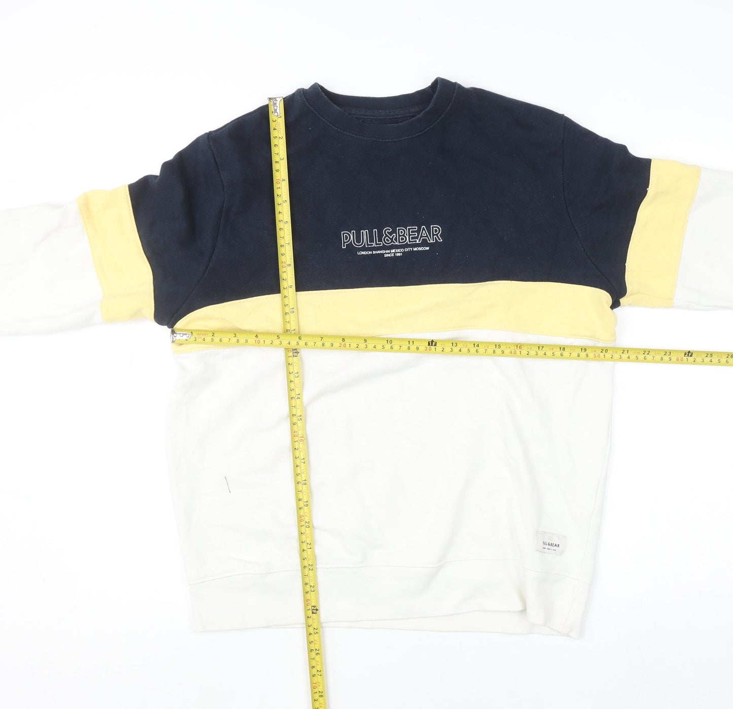 Pull & Bear Men’s Multicoloured Small Regular Fit Crew Neck Cotton Jumper