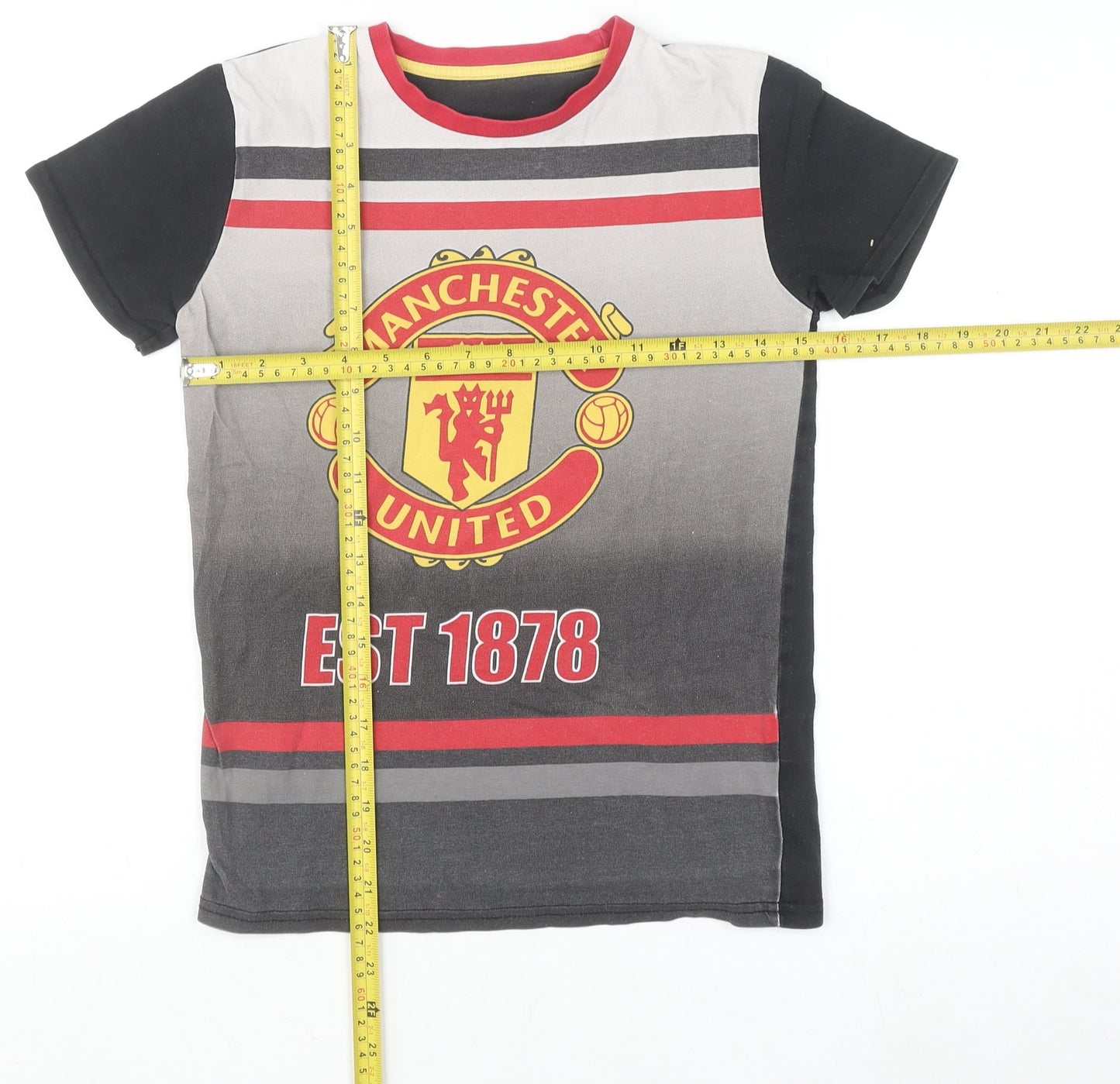 Manchester United Boys Black T-Shirt 10-11 Years Short Sleeve Cotton Top