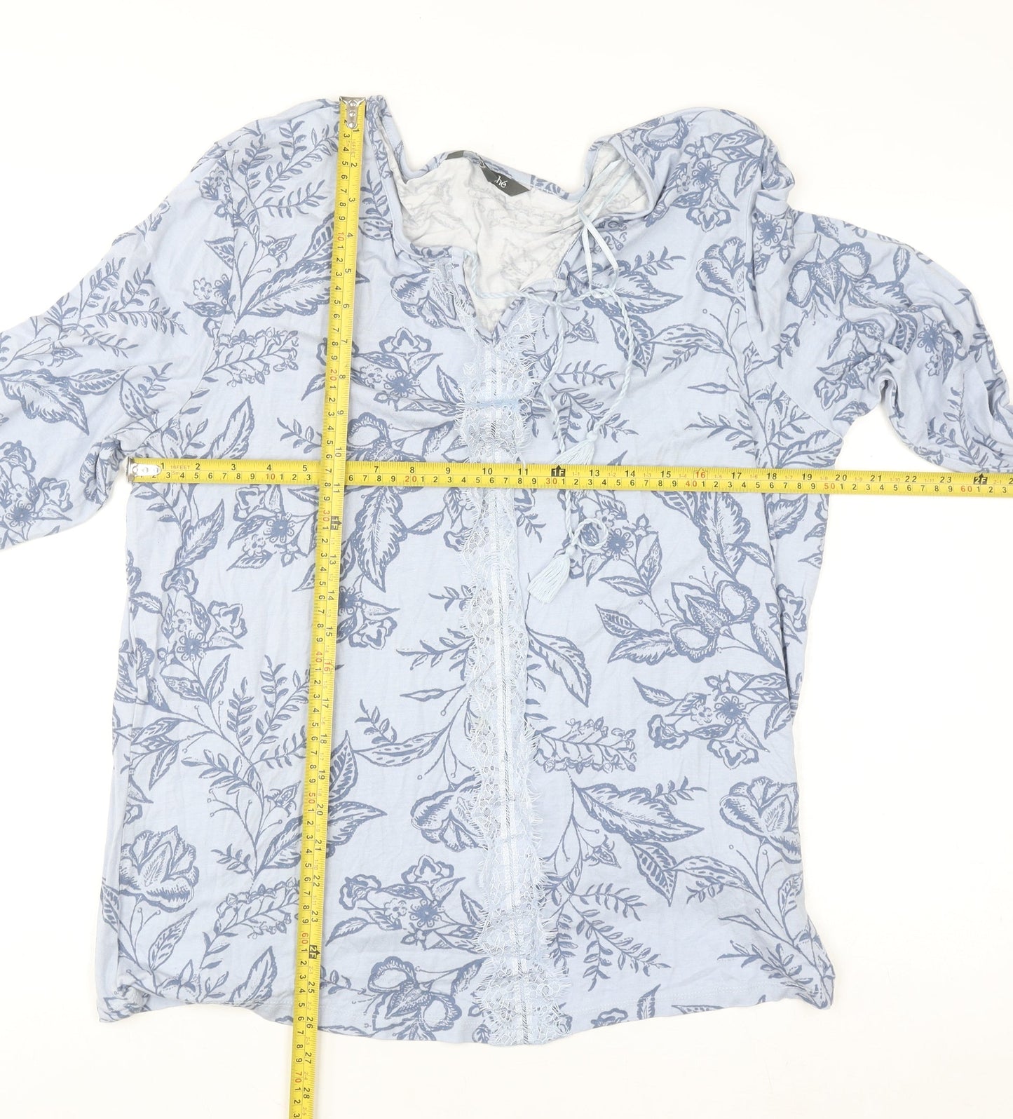 Bonmarché Women's Blue Floral Viscose Tunic Blouse Size 18