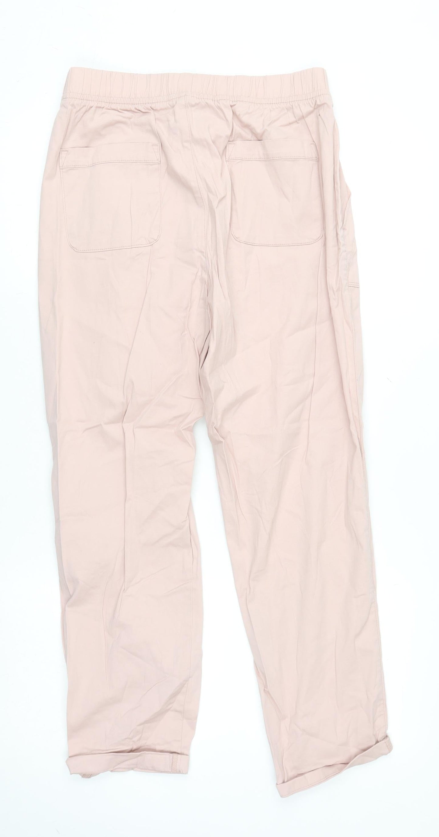 Dunnes Women’s Pink Cotton Blend Cargo Trousers Size M Elastic Waist