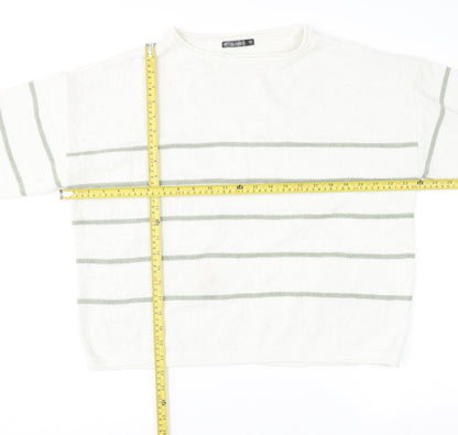 Back view of Dunnes Women’s Ivory Striped Knit jumper, size L, Long Sleeve