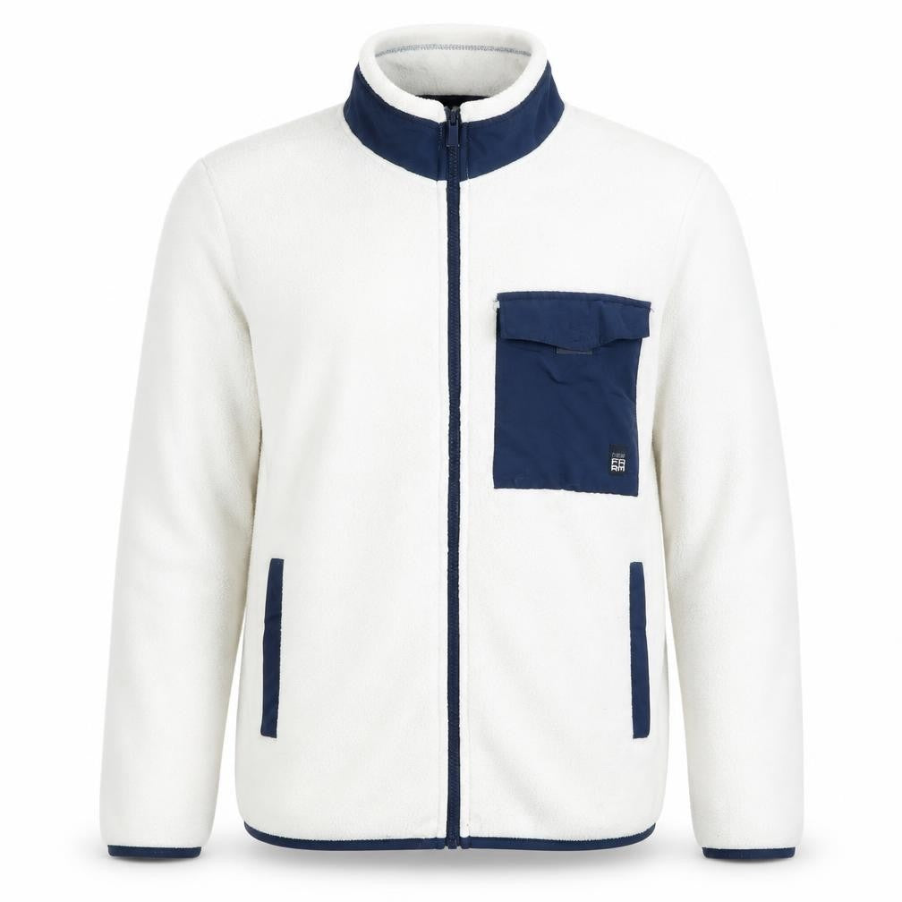 Livergy Men's White Fleece Full Zip Jacket XL High Neck Polyester