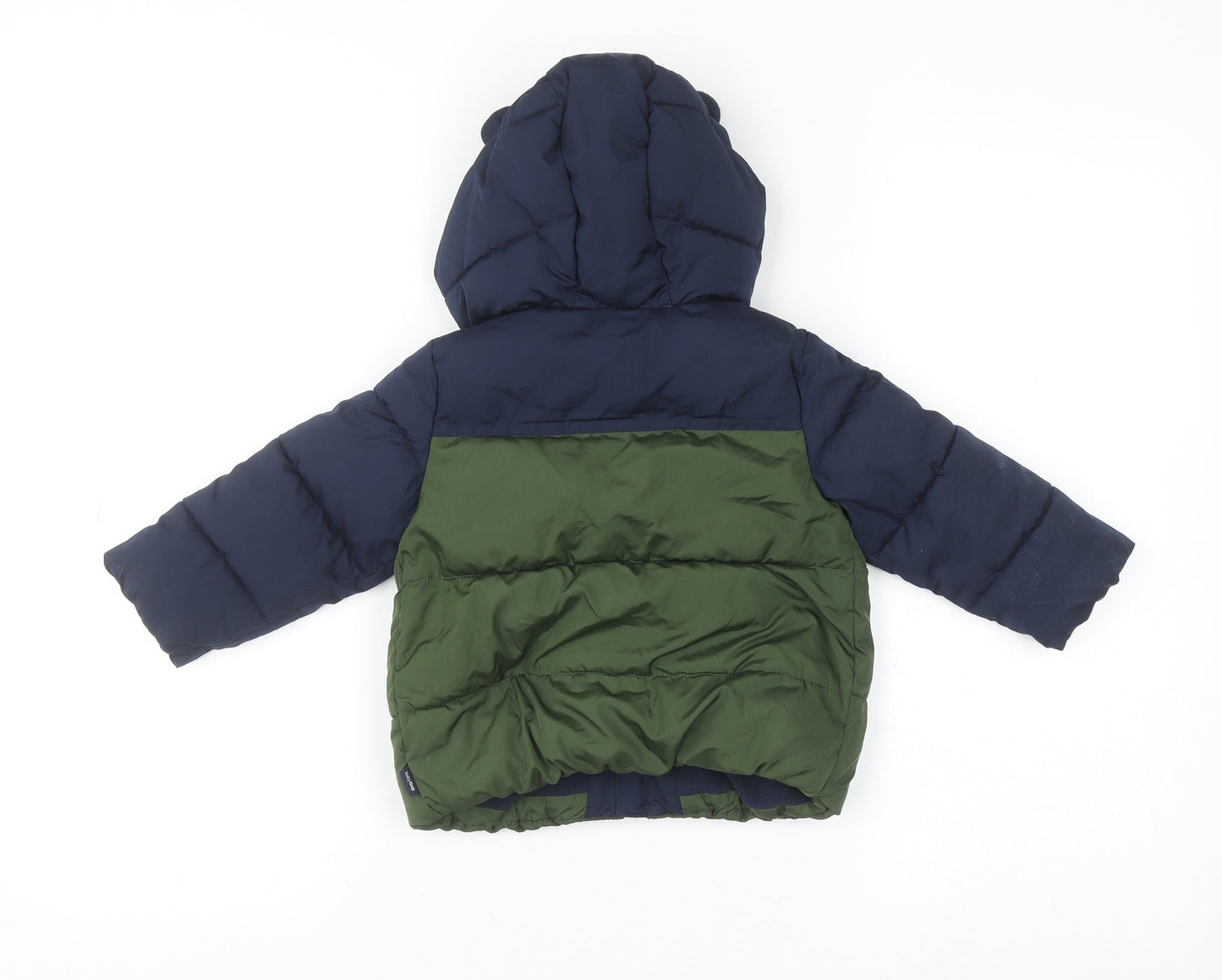 Baby GAP Unisex Blue Green Puffer Jacket 18-24 Months Hooded Winter Coat
