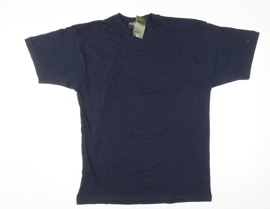 The Real McCarthy Men's Blue Cotton Crew Neck T-Shirt Size L