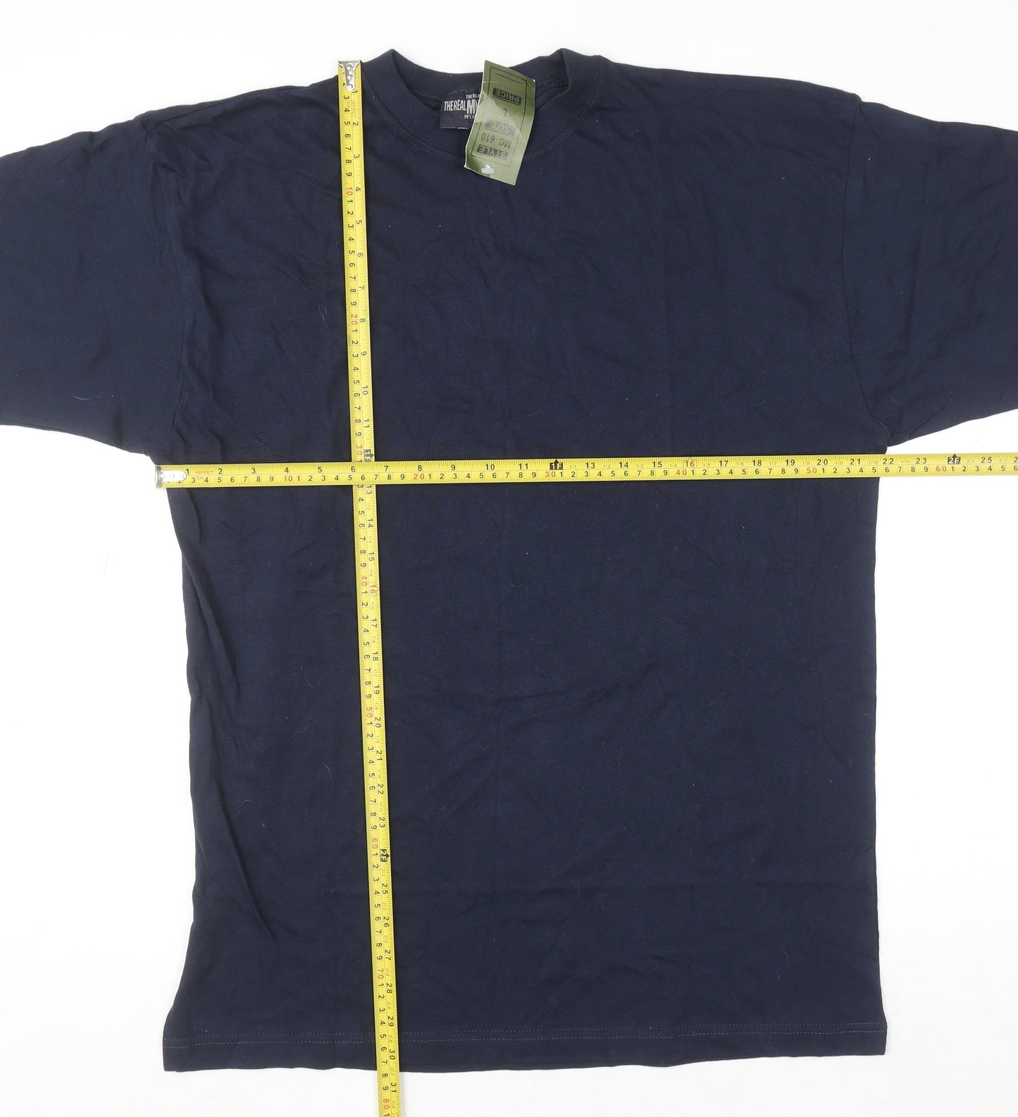 The Real McCarthy Men's Blue Cotton Crew Neck T-Shirt Size L