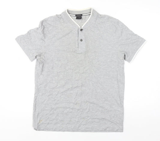 Hugo Boss Men's Grey Pima Cotton Polo Shirt M Regular Fit