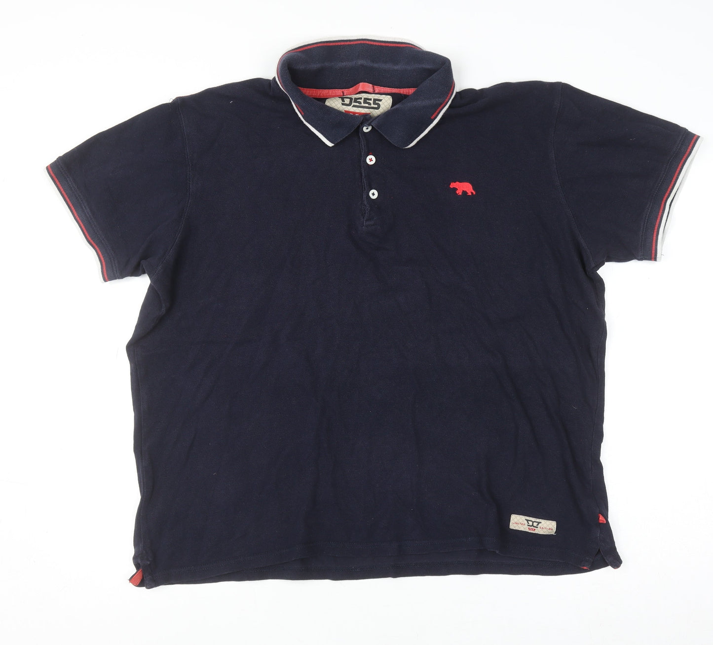D555 Men's Blue L Polo Shirt Short Sleeve Classic Cotton