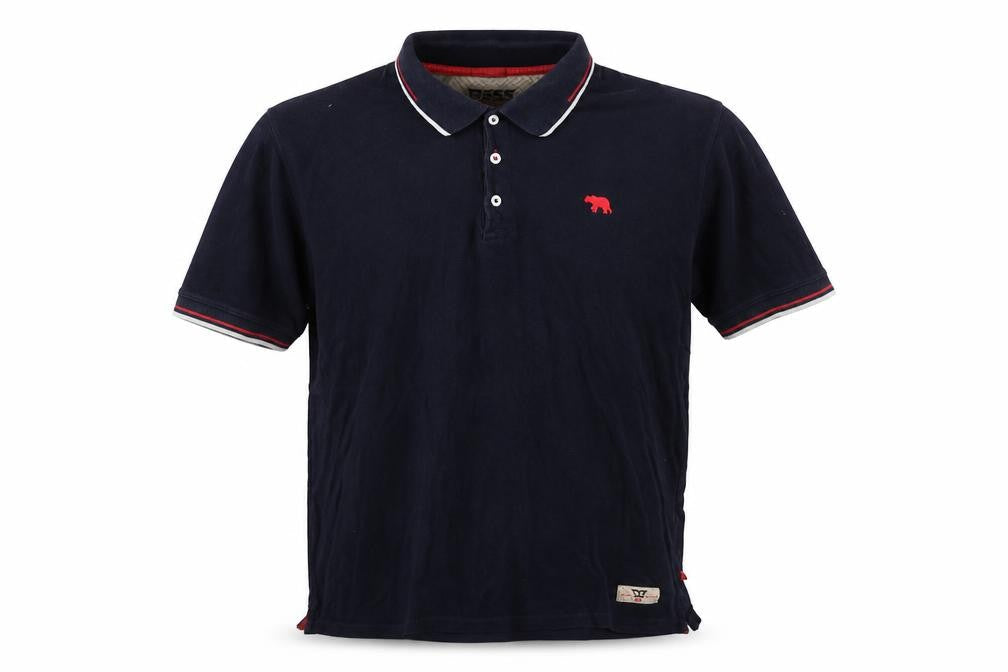D555 Men's Blue L Polo Shirt Short Sleeve Classic Cotton