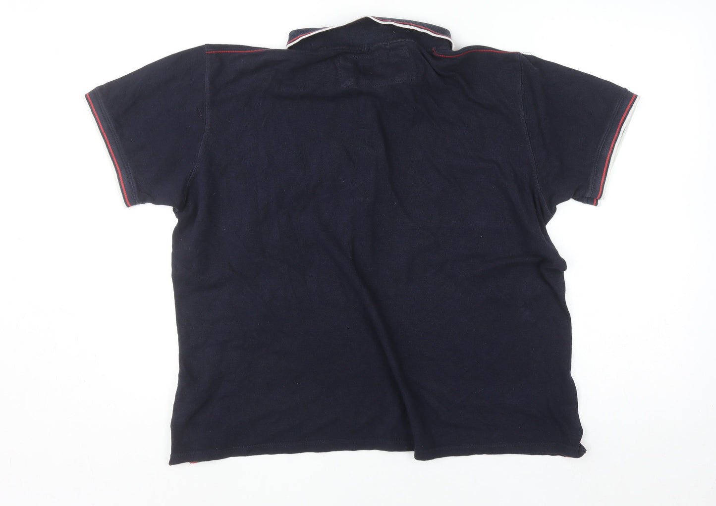 D555 Men's Blue L Polo Shirt Short Sleeve Classic Cotton