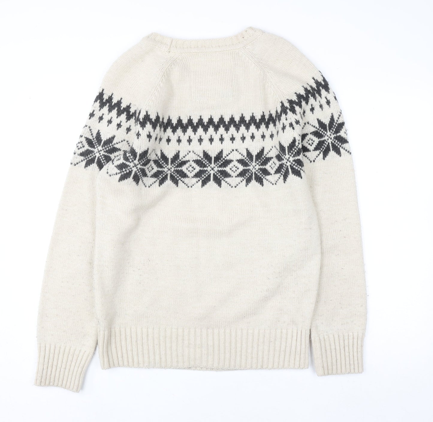 Superdry Men's Ivory Fair Isle Nordic Pullover Jumper L
