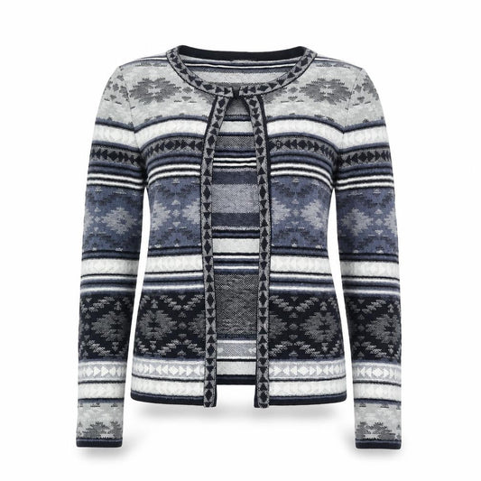 Front view of Atmosphere Women’s Multicoloured Fair Isle Knit Cardigan, size M