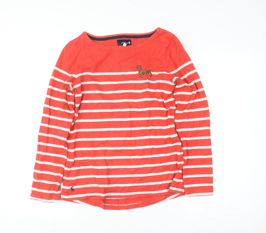 Joules Womens Red Striped Long Sleeve Cotton Top Size UK 10