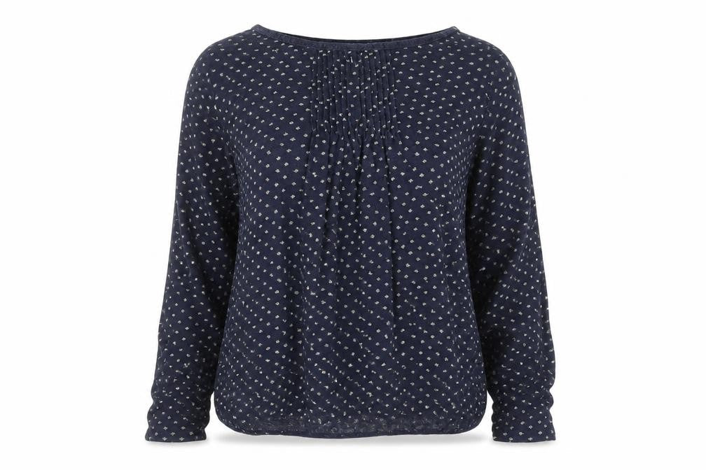 FatFace Women Blue Cotton Floral Long Sleeve Tunic Blouse Size 12