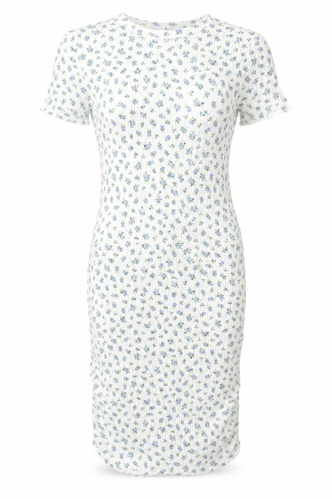 H&M Teens White Floral Bodycon Midi Dress Size 12-14