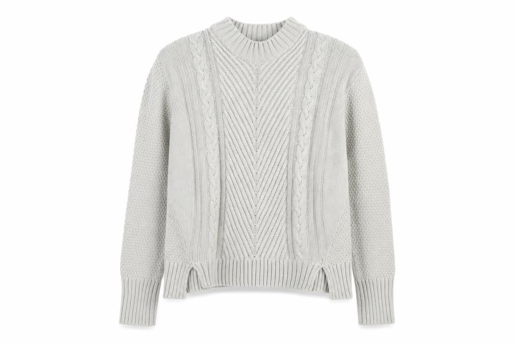 Therapy Women Ivory Cable Knit Mock Neck Cotton Jumper M