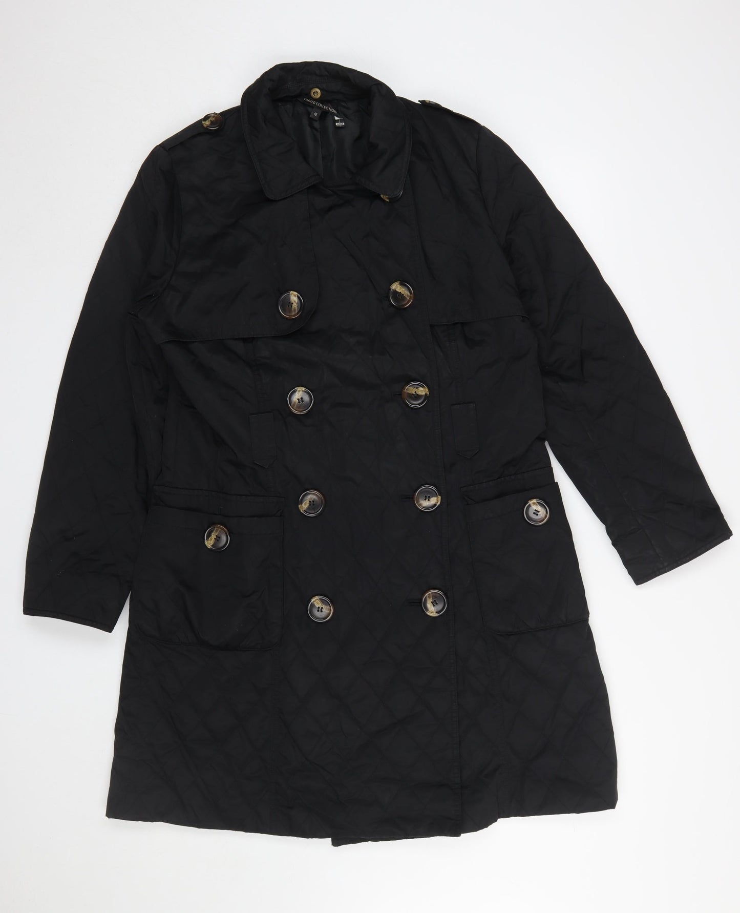 Marks and Spencer Women's Black Quilted Coat Size 16 Long