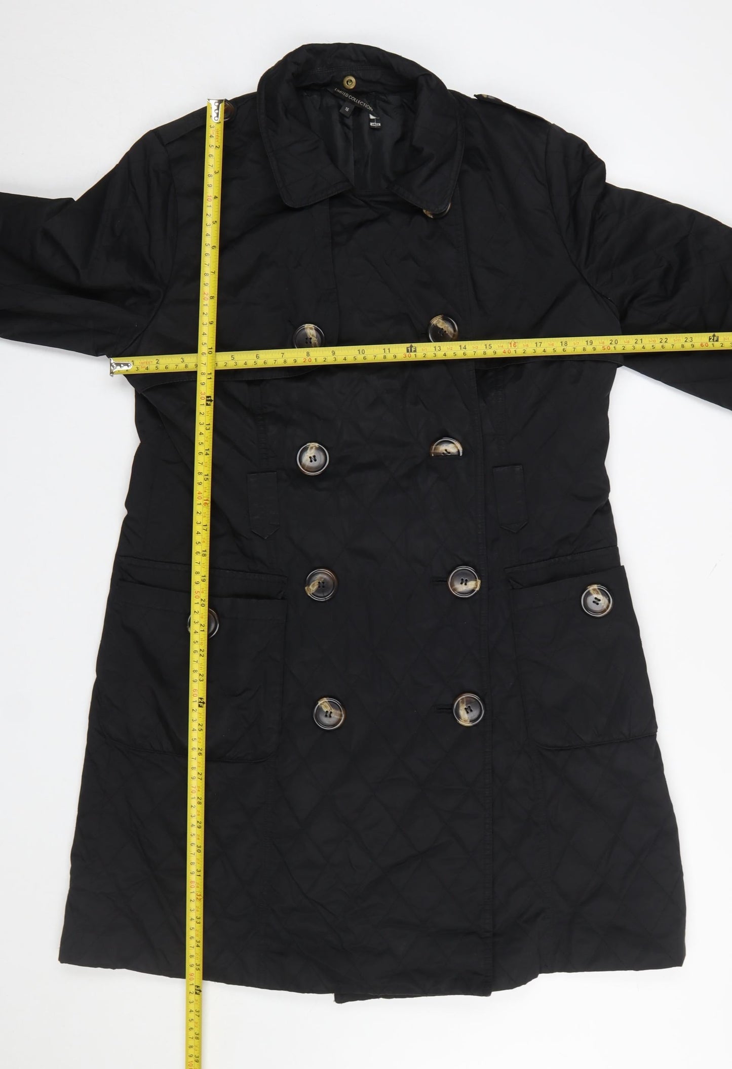 Marks and Spencer Women's Black Quilted Coat Size 16 Long