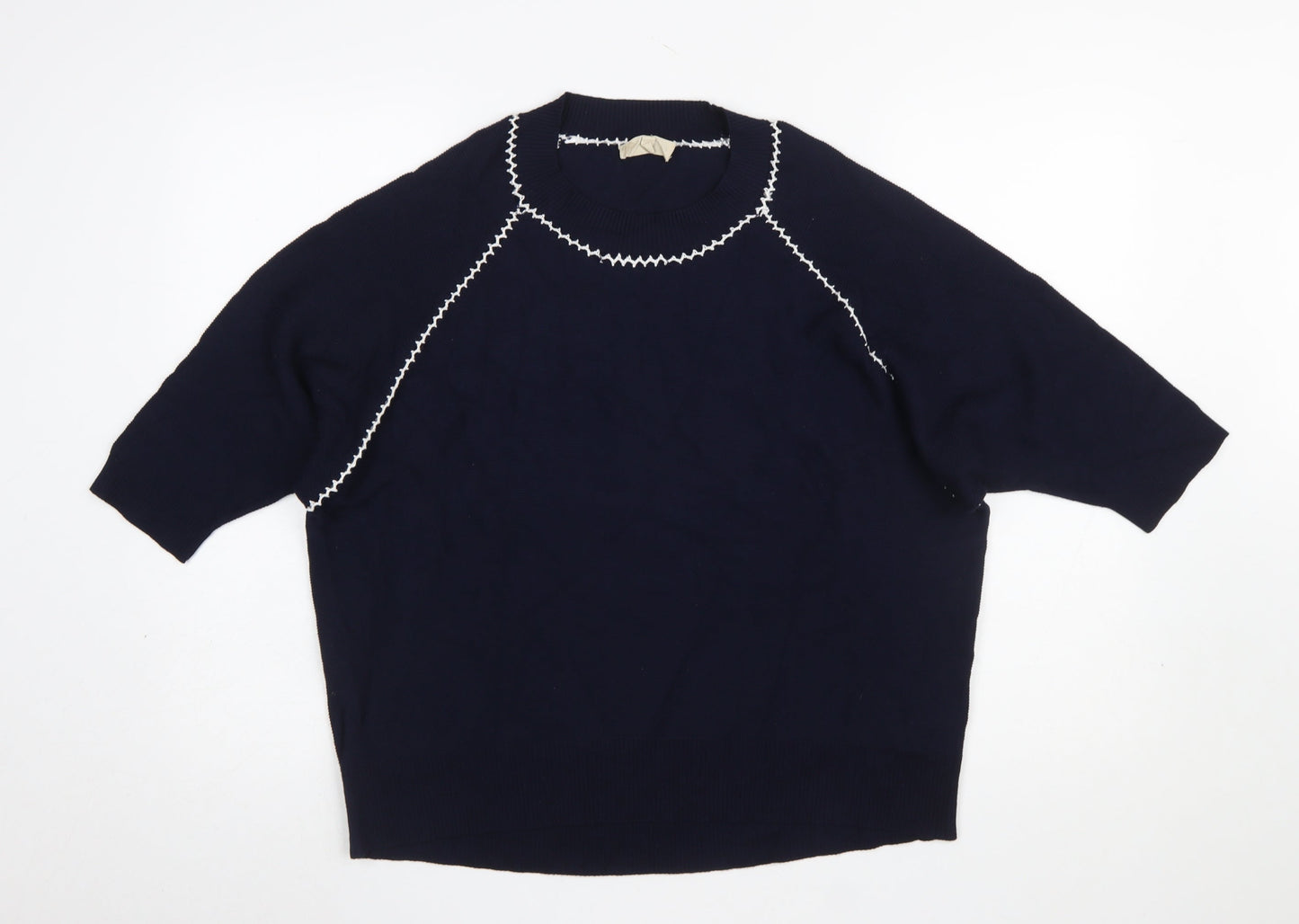 Phase Eight Women's Blue 3/4 Sleeve Crew Neck Pullover Jumper Size L