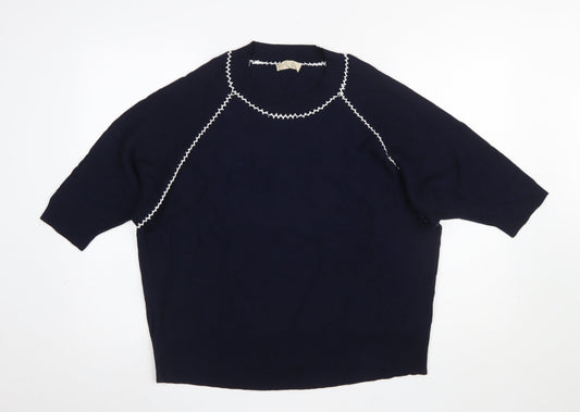 Phase Eight Women's Blue 3/4 Sleeve Crew Neck Pullover Jumper Size L