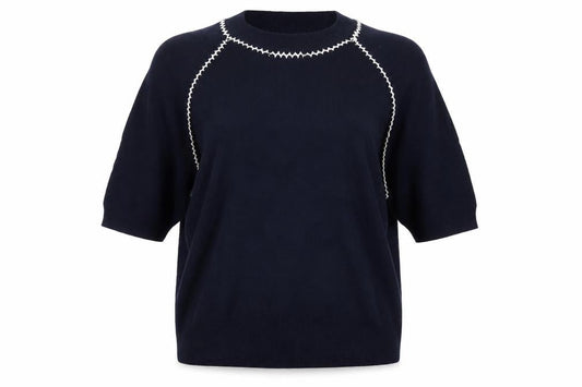 Phase Eight Women's Blue 3/4 Sleeve Crew Neck Pullover Jumper Size L