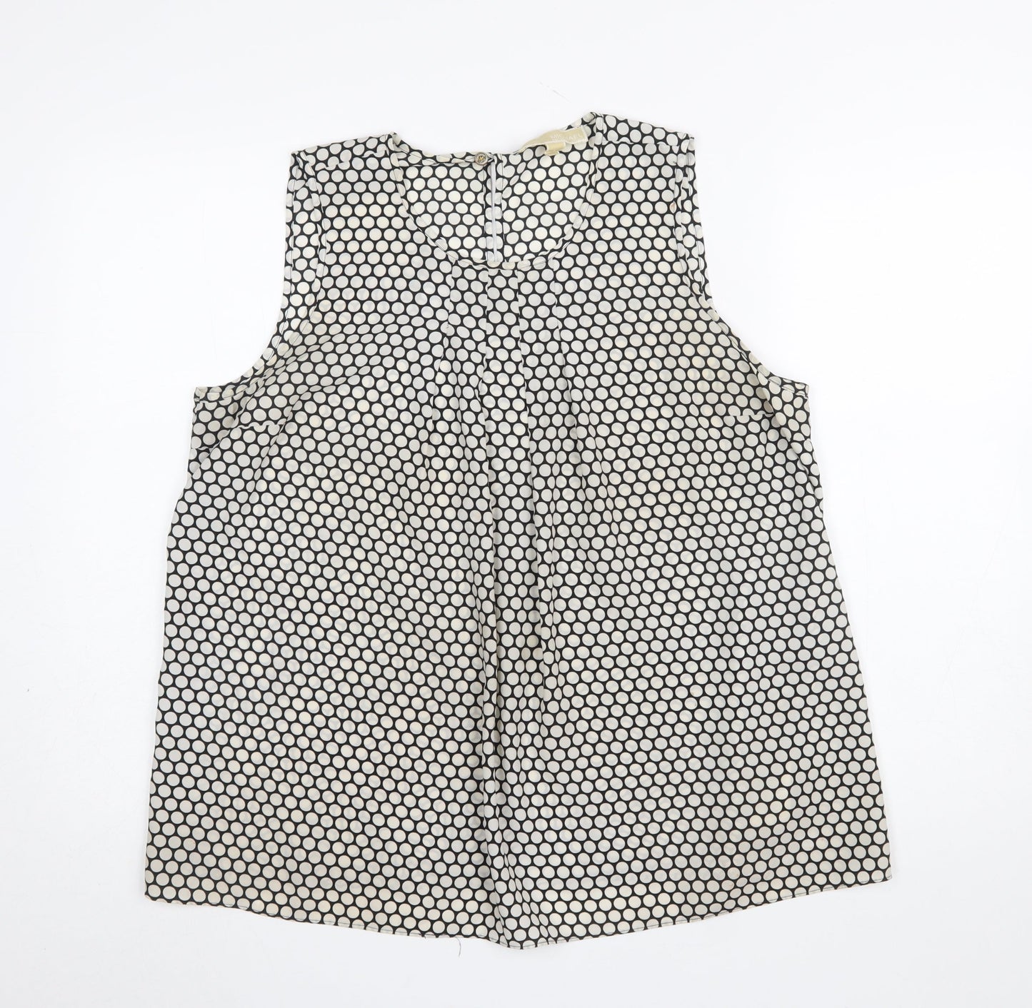 Michael Kors Women's Black Polka Dot Sleeveless Blouse Size L