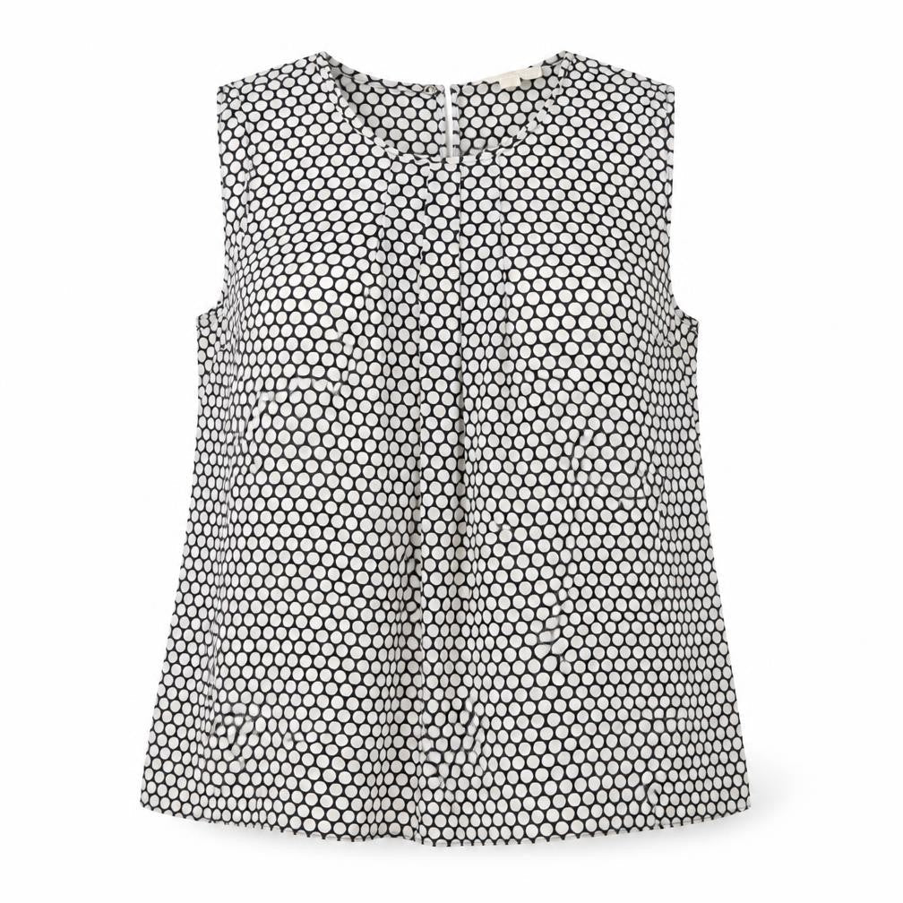 Michael Kors Women's Black Polka Dot Sleeveless Blouse Size L