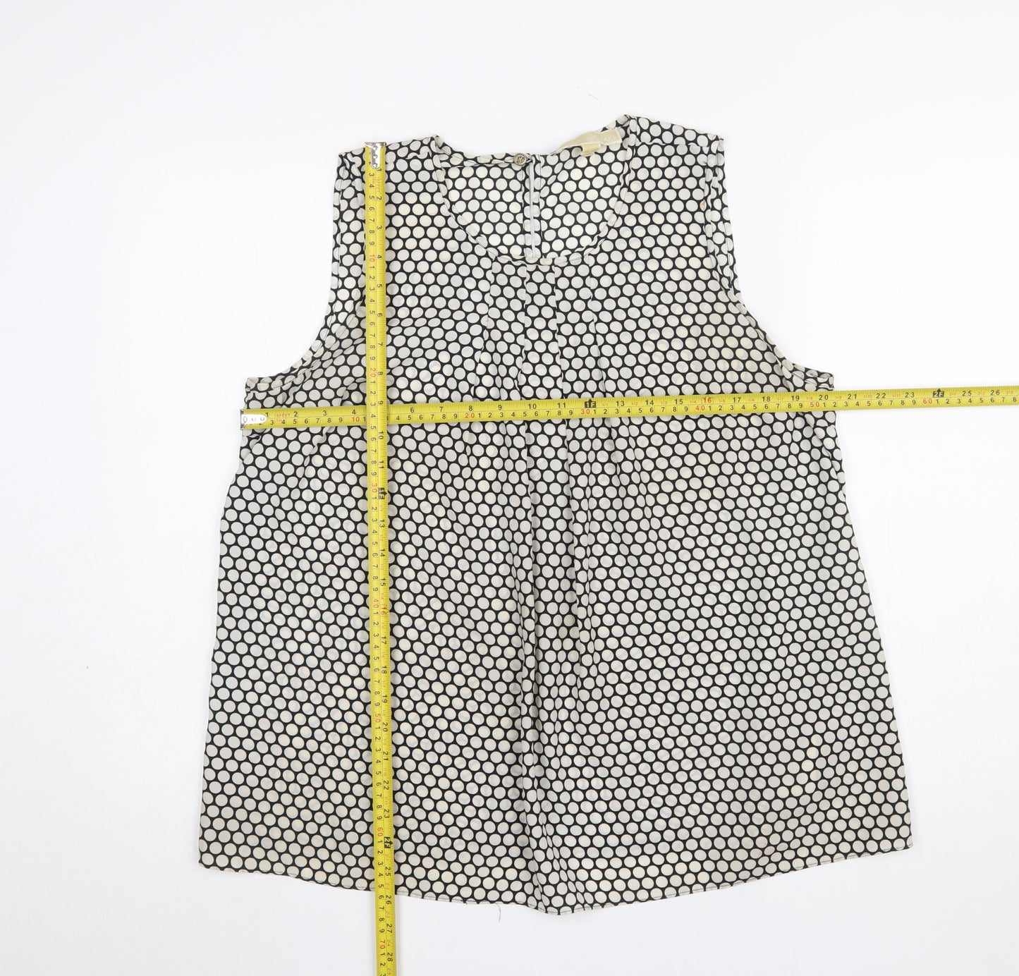 Michael Kors Women's Black Polka Dot Sleeveless Blouse Size L