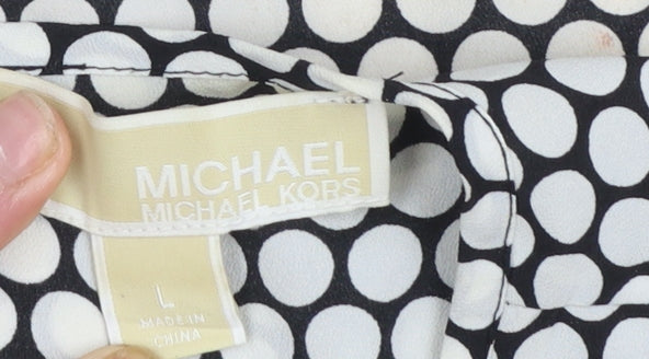 Michael Kors Women's Black Polka Dot Sleeveless Blouse Size L